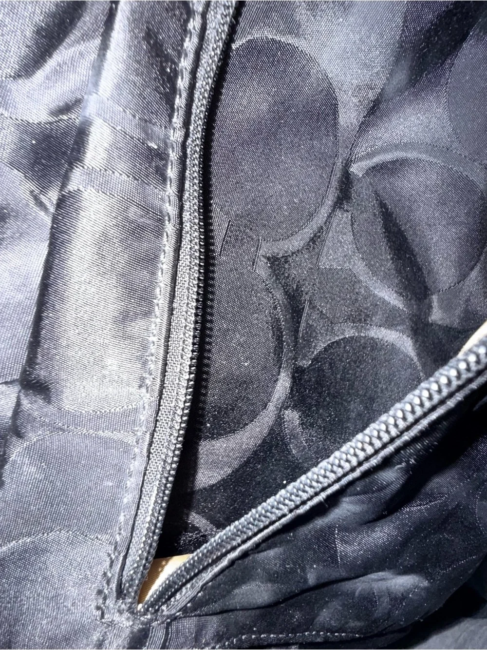 Coach Black Signature Nylon Messenger Bag with Leather Trim